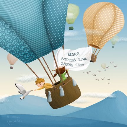 Cuadro nacimiento globo azul