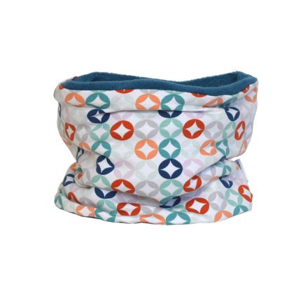 Cuello polar tipo braga para niños y bebés con estampado geométrico de colores sobre blanco
