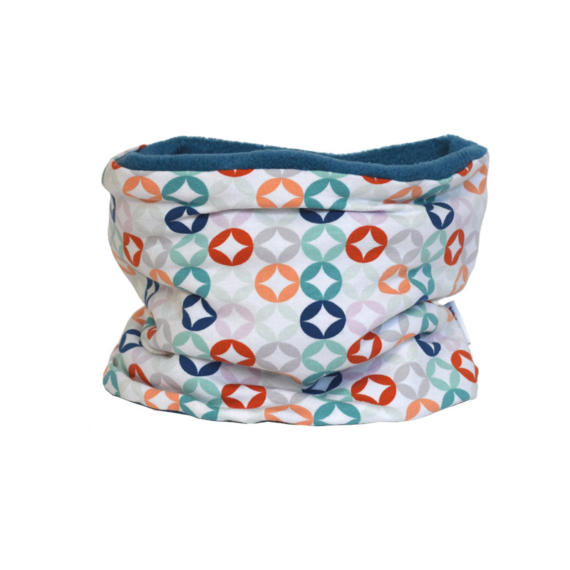 Cuello polar Soft Geo Cuello polar tipo braga para niños y bebés con estampado geométrico de colores sobre blanco