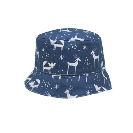 Gorro reversible de zorros y renos en azul