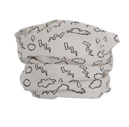 Cuello para niños de nubes y rayos en blanco y negro